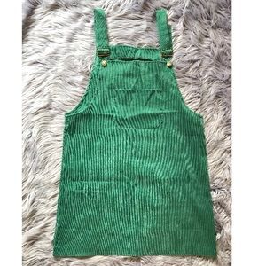 Blue-green courderoy overall dress